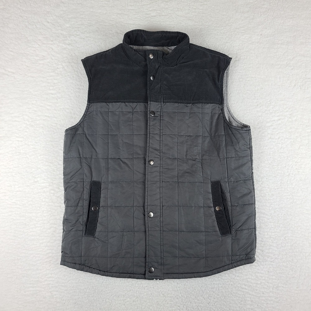 Marine Layer Sweater Vest Mens Large Dark Gray Full Zip Quilted Puffer Jacket